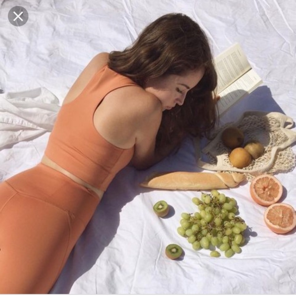 Girlfriend collective set in apricot